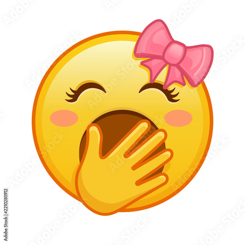Female yawning face Large size of yellow emoji
