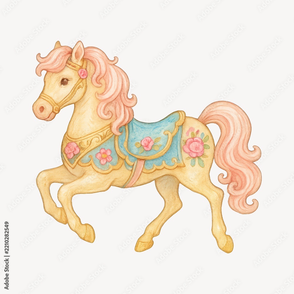 Obraz premium Vintage carousel horse illustration
