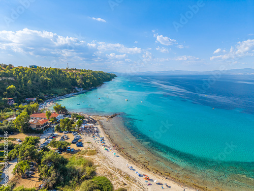 Aerial View of Afytos Beach and Toroneos Gulf, Kassandra, Halkidiki, Greece