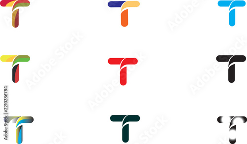 Letter T logo design template bundle with modern abstract corporate concepts