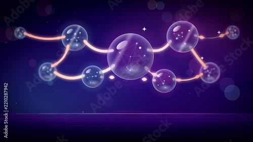 Liquid Glass Machine Learning Orbs with Rose Gold Metal Filaments, Futuristic AI Technology Animated Background