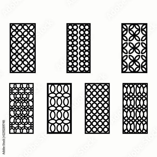 Geometric lattice patterns with circular elements a black and white vector illustration pattern circles repeating