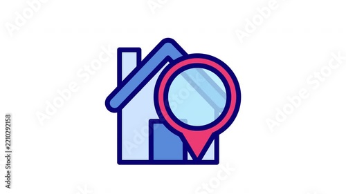 Home Location Pin Animation Over a House