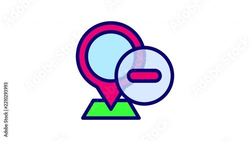 Animated Remove Location Pin with Minus Symbol