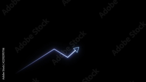 Neon Glowing Blue Arrow Growth Chart Icon Animation Loop - Saber Electric Stock Market Business Graph Symbol for Financial Technology Motion Graphics Video on Black Background