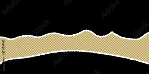 Torn paper edge with gold glitter texture, ripped paper border on black background, luxury decorative paper strip vector for card design