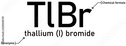 Thallium (I) bromide chemical formula with callout titles