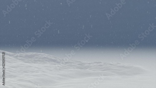 Gentle snowfall over a snowy landscape, winter scene