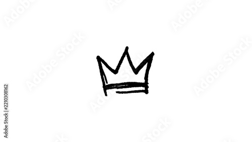 Hand drawn black crown symbol, isolated on transparent background