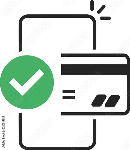 Mobile payment success with credit card and smartphone vector icon illustration   