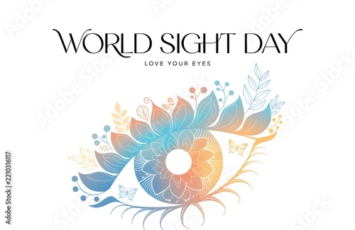 Stylized floral eye illustration for world sight day awareness banner