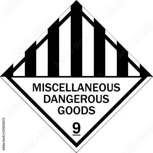 Miscellaneous dangerous goods class 9 hazard safety sign vector illustration