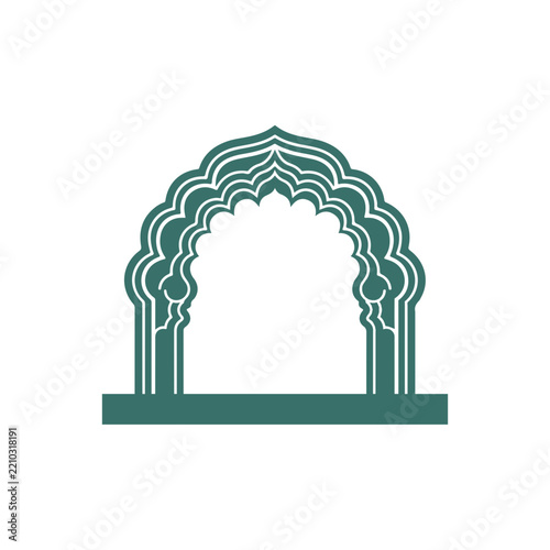 Scalloped Islamic Arch Frame With Elegant Ornamental Design Vector illustration