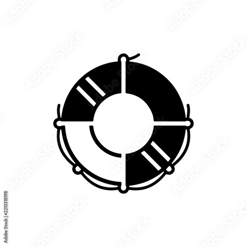 Rescue Buoy Icon With Simple Emergency Safety Symbol Design Vector illustration