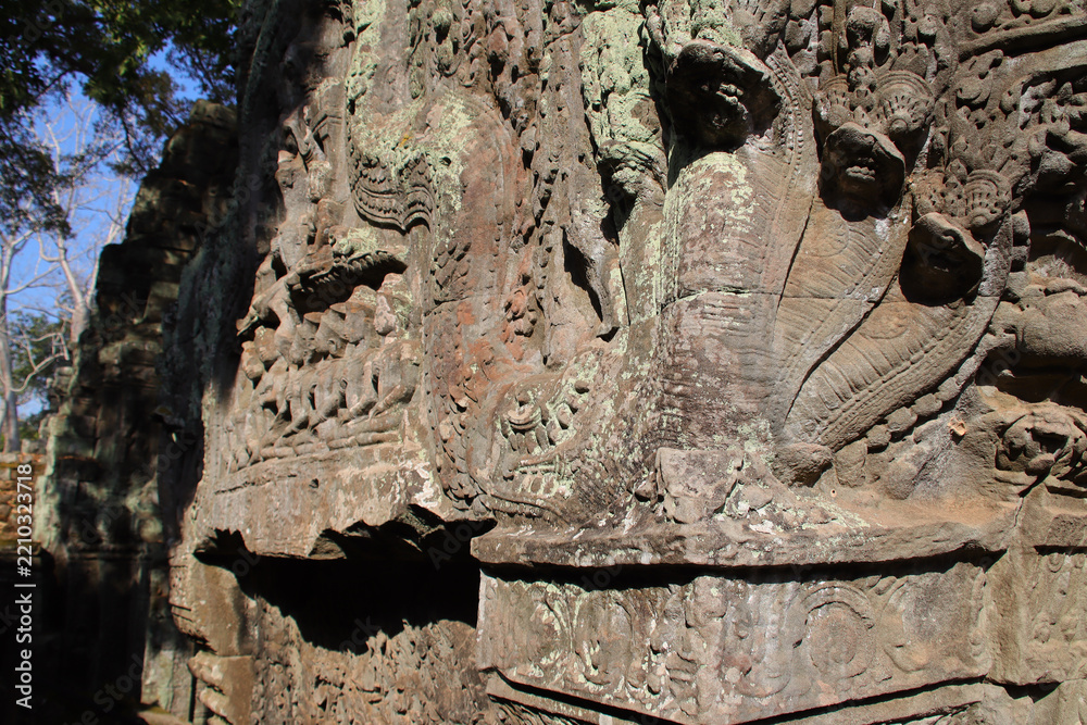 Fototapeta premium ruined khmer hindu and buddhist temple (ta prohm) in angkor in siem reap in cambodia 