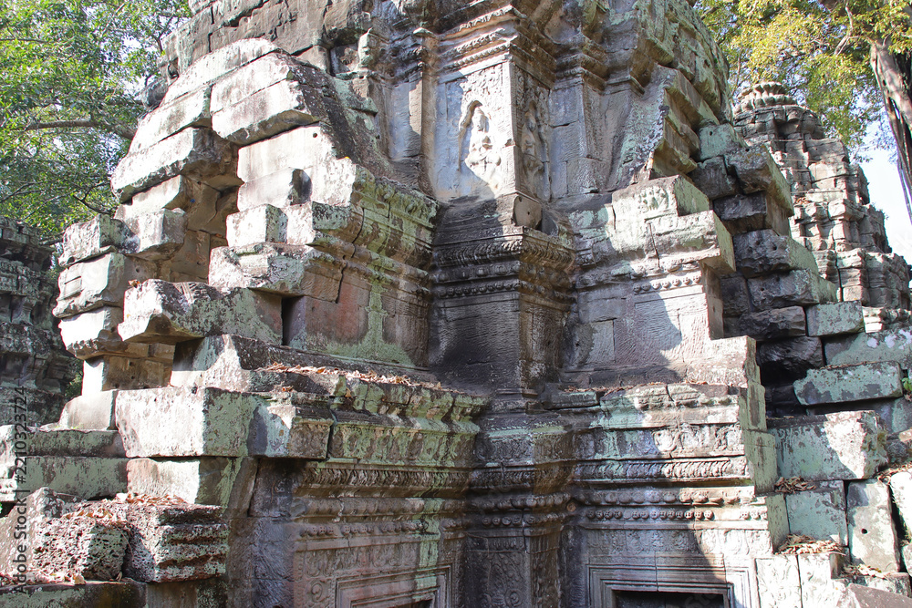 Fototapeta premium ruined khmer hindu and buddhist temple (ta prohm) in angkor in siem reap in cambodia 
