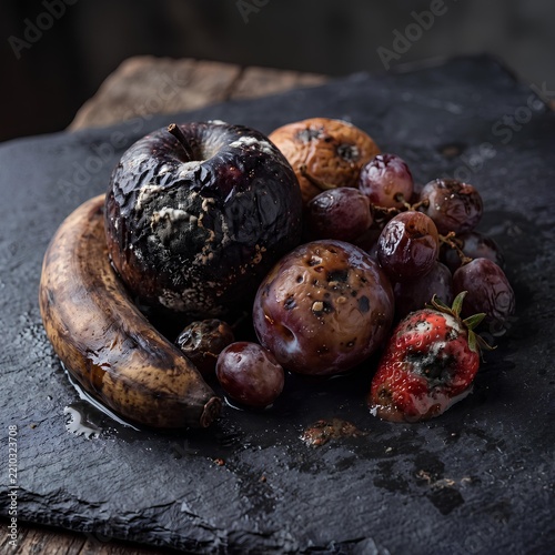 Burnt and Charred Vegetables on Black Surface for Culinary Art.
