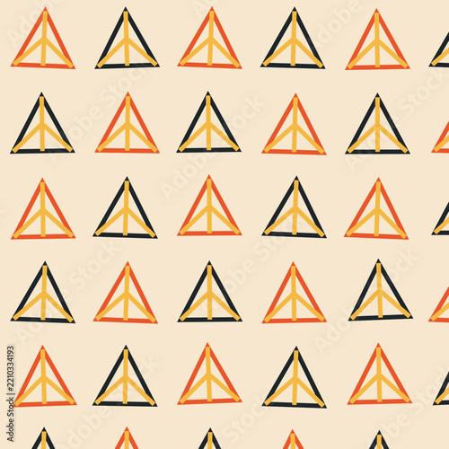 Abstract peace sign triangle pattern in a minimal hand drawn vector