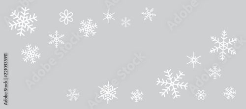 シンプルな雪の結晶の背景イラスト　フレームイラスト　ベクター素材