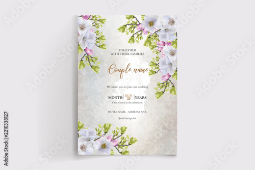 Elegant Watercolor Floral Wedding Invitation Template with Soft Pastel Blossoms