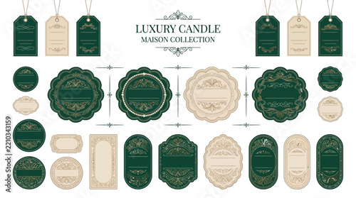 Luxury Candle Collection Labels and Tags, Vintage Design