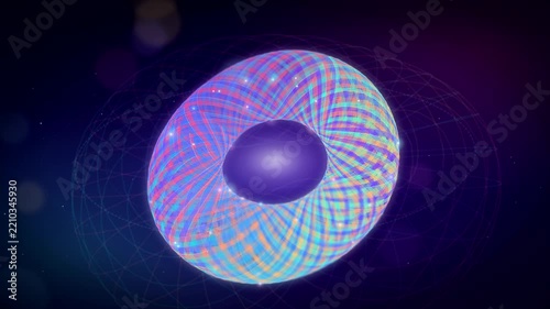 Iridescent Ribbon Vortex Torus Machine Learning Latent Space, Abstract Artificial Intelligence Data Pattern Looping Animation