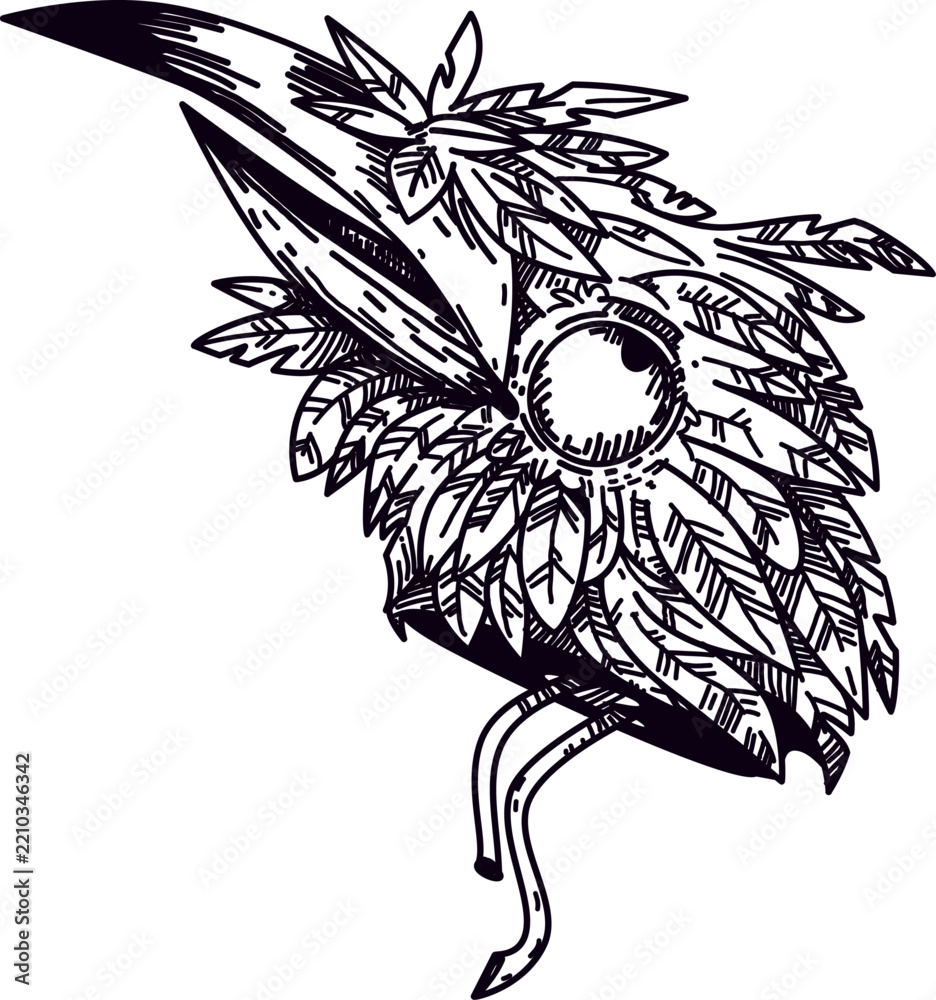 Fototapeta premium Crow Head Sketch