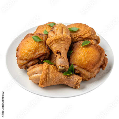 Crispy fried chicken pieces served on a white plate