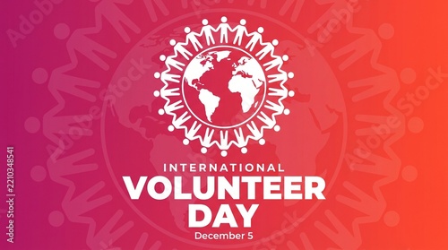 International Volunteer Day banner with globe and human figures
