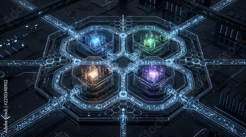 Top Down View of Four Core Data Processing Chamber System