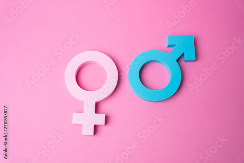 Two gender symbols symbolizing relationships. Romantic relationships. Finding a partner and starting a family. Sexual health and fertility.