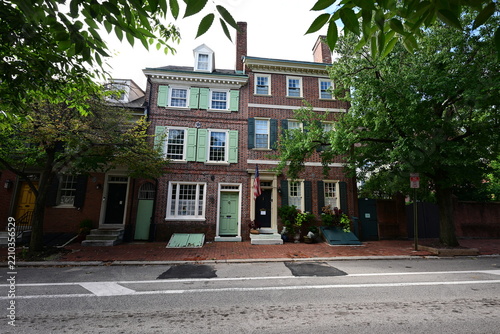 17th Century Homes in Old Philadelphia, Pennsylvania.