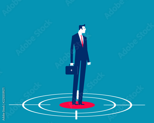 Businessman Standing on Crosshair. Employment and The Chosen One