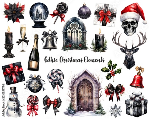 Gothic Christmas Elements Set