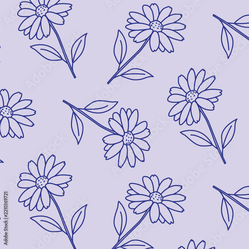daisy pattern on a lilac background
