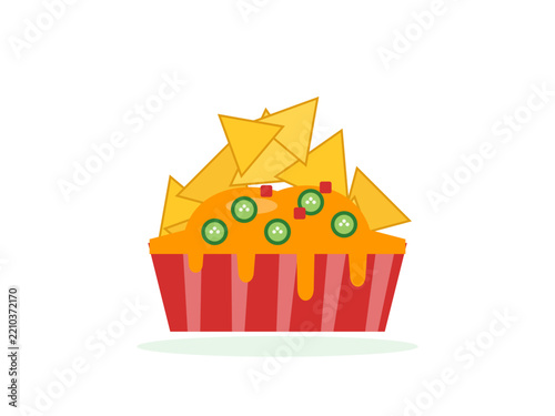 Nachos with cheese flat game day clipart