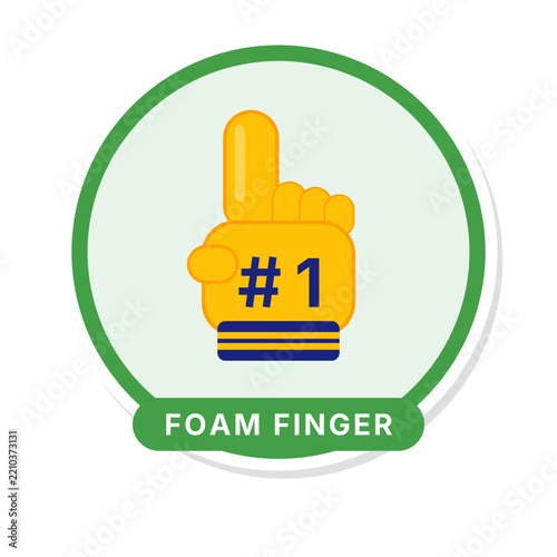 Foam finger number one round football party sticker