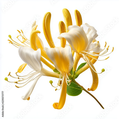 fresh honeysuckle flower on white background