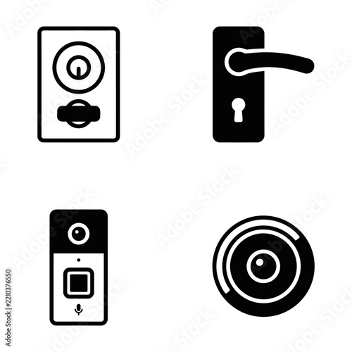 Door Lock and Security Access Control Icons Set