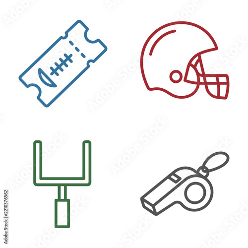 Football game icons ticket helmet goalpost whistle