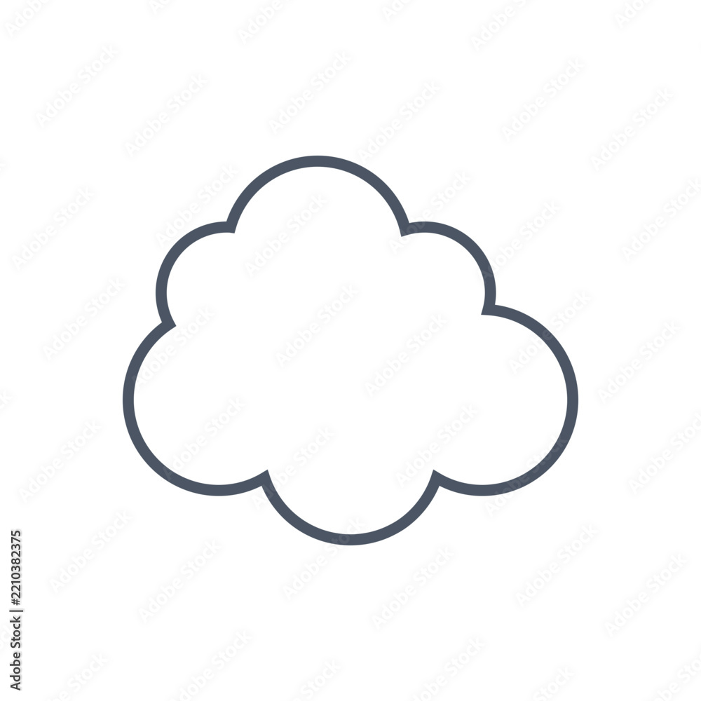 Fototapeta premium Minimalist Cloud Line Icon, Simple Weather Outline Vector, Flat Storage Computing Symbol