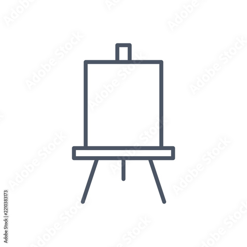 Minimalist vector graphic illustration of artistic easel with blank canvas ready for painting showcasing simple outline design style suitable for creative projects and digital art collections