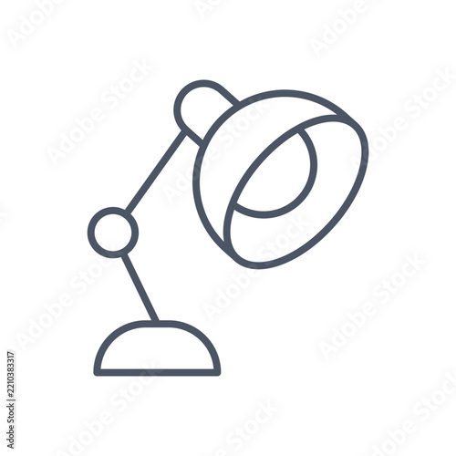 Minimalist desk lamp line icon, modern adjustable study table light vector, linear office reading lamp symbol for app UI