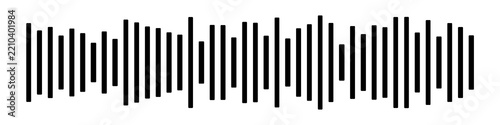 Digital black soundwave pulse line with sharp peaks, music beat overlay