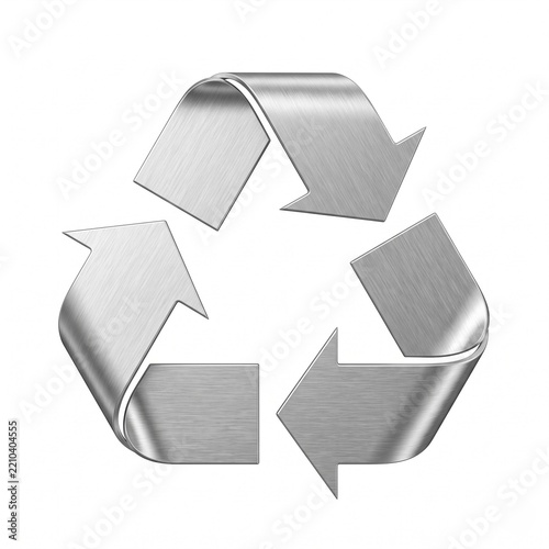 recycled aluminum recycling symbol isolated on white representing sustainable manufacturing circular economy green industry and environmental advertising