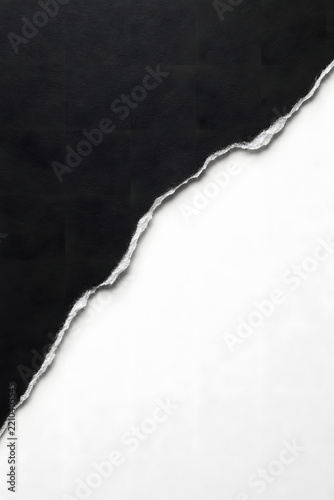 Diagonal Black Torn Paper Edge Over White Background