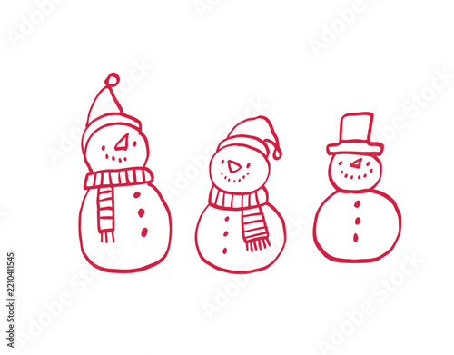 Hand-Drawn Christmas Whimsy Decor Elements. Doodle Style. Christmas Festive decoration. Winter holiday ornament, leaf, ribbon, and tree. Flat vector illustration