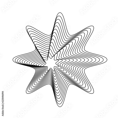 Abstarct linear star shape, geometric vector design.
