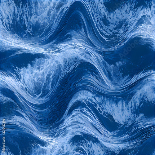 Polished Indigo Wave Crests Seamless Pattern