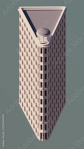 Triangular high-rise building assembles floor by floor.